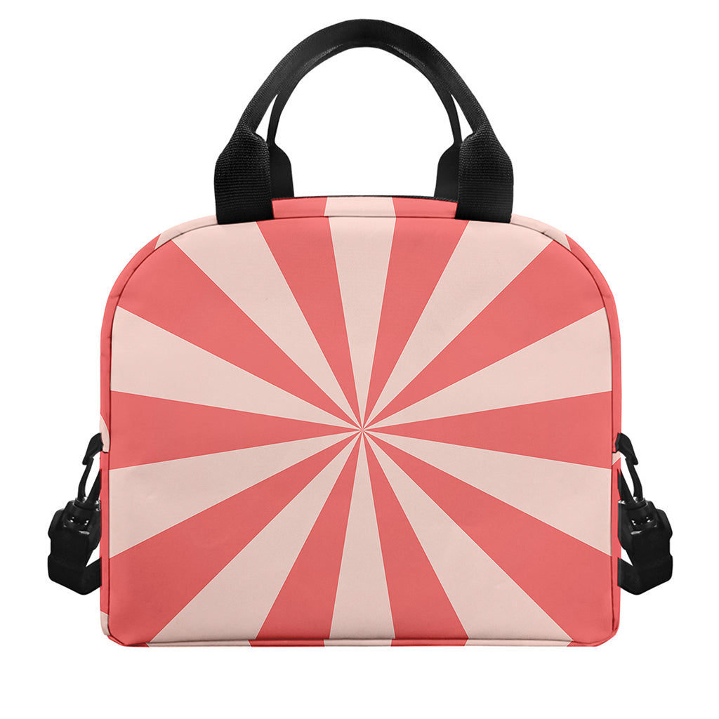 Pink Radial Rays Print Insulated Lunch Bag