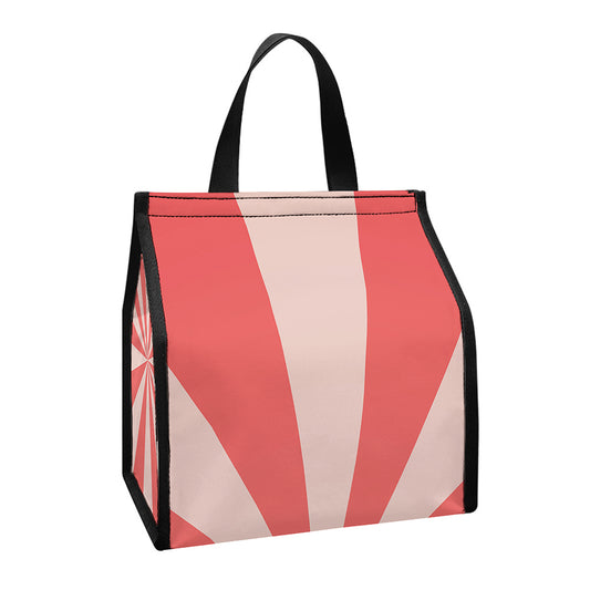 Pink Radial Rays Print Insulated Lunch Tote
