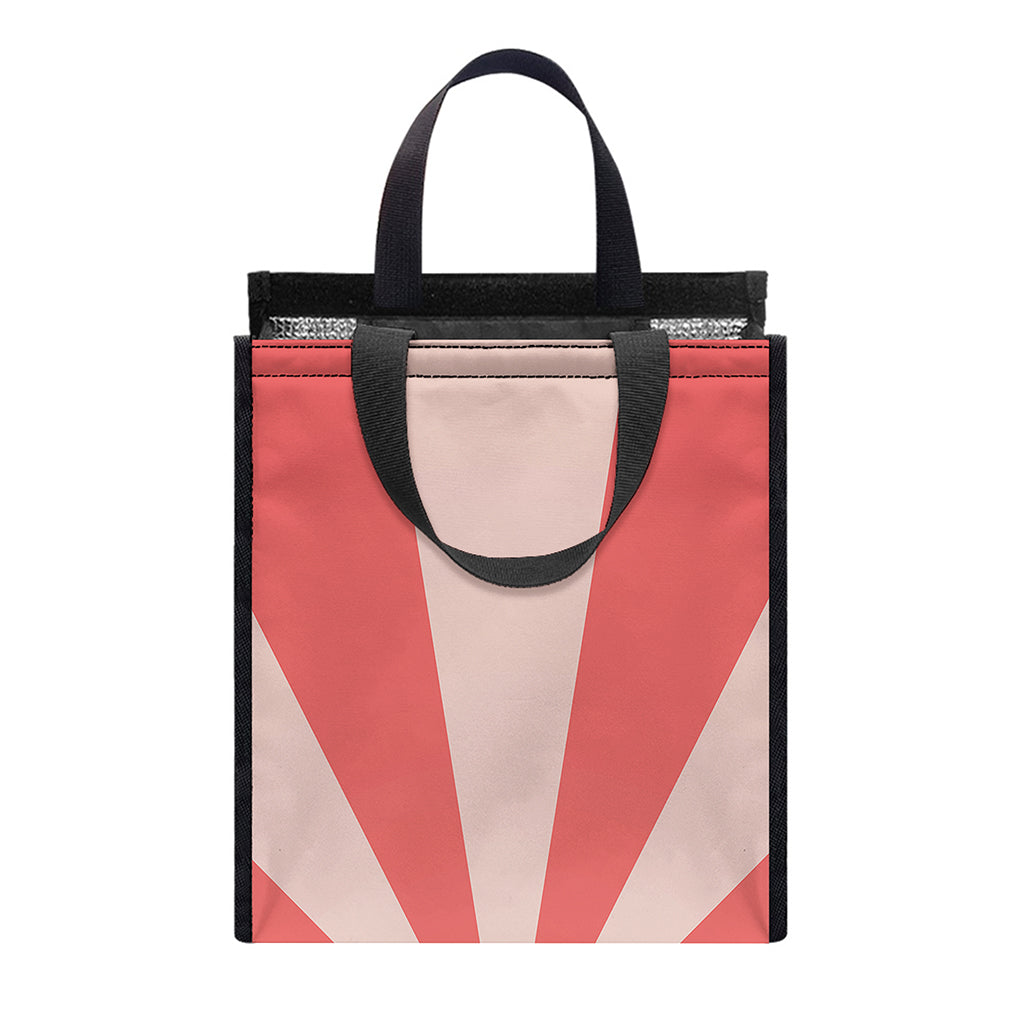Pink Radial Rays Print Insulated Lunch Tote