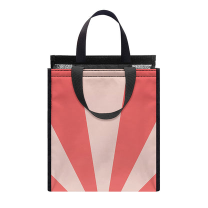 Pink Radial Rays Print Insulated Lunch Tote