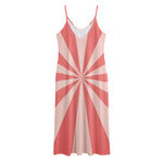Pink Radial Rays Print Jersey Midi Cami Dress