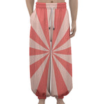 Pink Radial Rays Print Lantern Pants