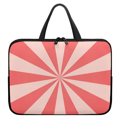 Pink Radial Rays Print Laptop Sleeve With Handle
