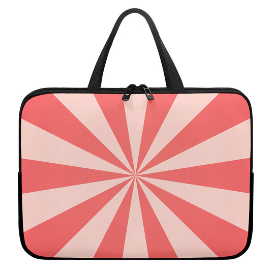 Pink Radial Rays Print Laptop Sleeve With Handle
