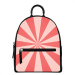 Pink Radial Rays Print Leather Backpack