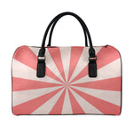 Pink Radial Rays Print Leather Duffle Bag