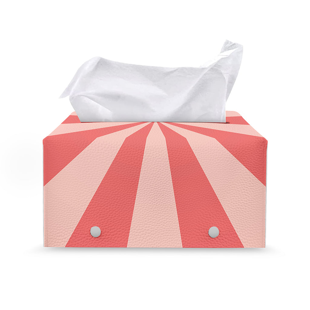 Pink Radial Rays Print Leather Tissue Box Cover