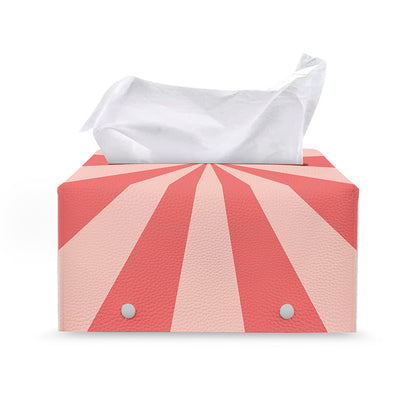 Pink Radial Rays Print Leather Tissue Box Cover