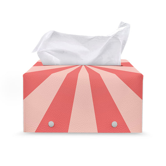 Pink Radial Rays Print Leather Tissue Box Cover