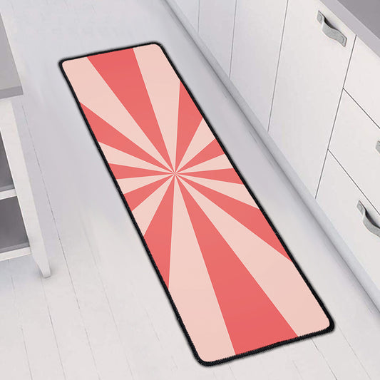 Pink Radial Rays Print Long Kitchen Mat
