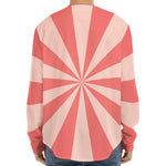 Pink Radial Rays Print Long Sleeve Baseball Jersey