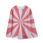 Pink Radial Rays Print Long Sleeve Short Coat