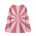 Pink Radial Rays Print Long Sleeve Short Coat