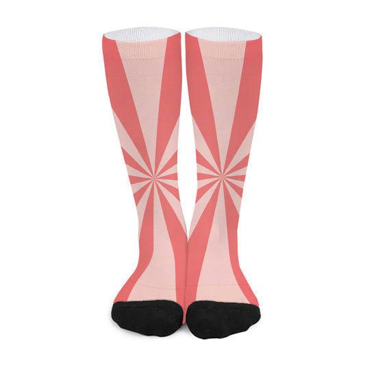 Pink Radial Rays Print Long Socks