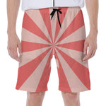 Pink Radial Rays Print Men's Beach Shorts