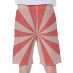 Pink Radial Rays Print Men's Beach Shorts