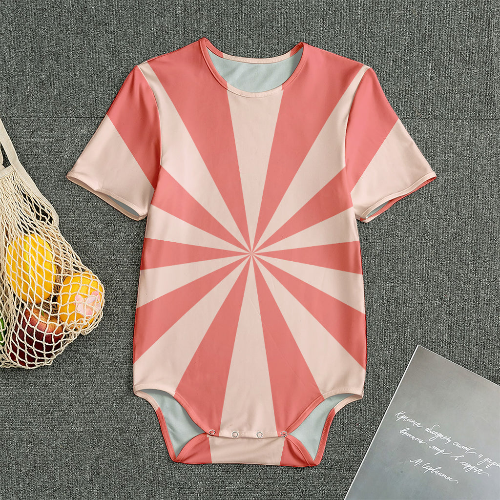 Pink Radial Rays Print Men's Bodysuit