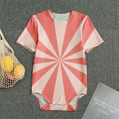 Pink Radial Rays Print Men's Bodysuit