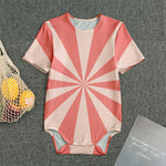 Pink Radial Rays Print Men's Bodysuit