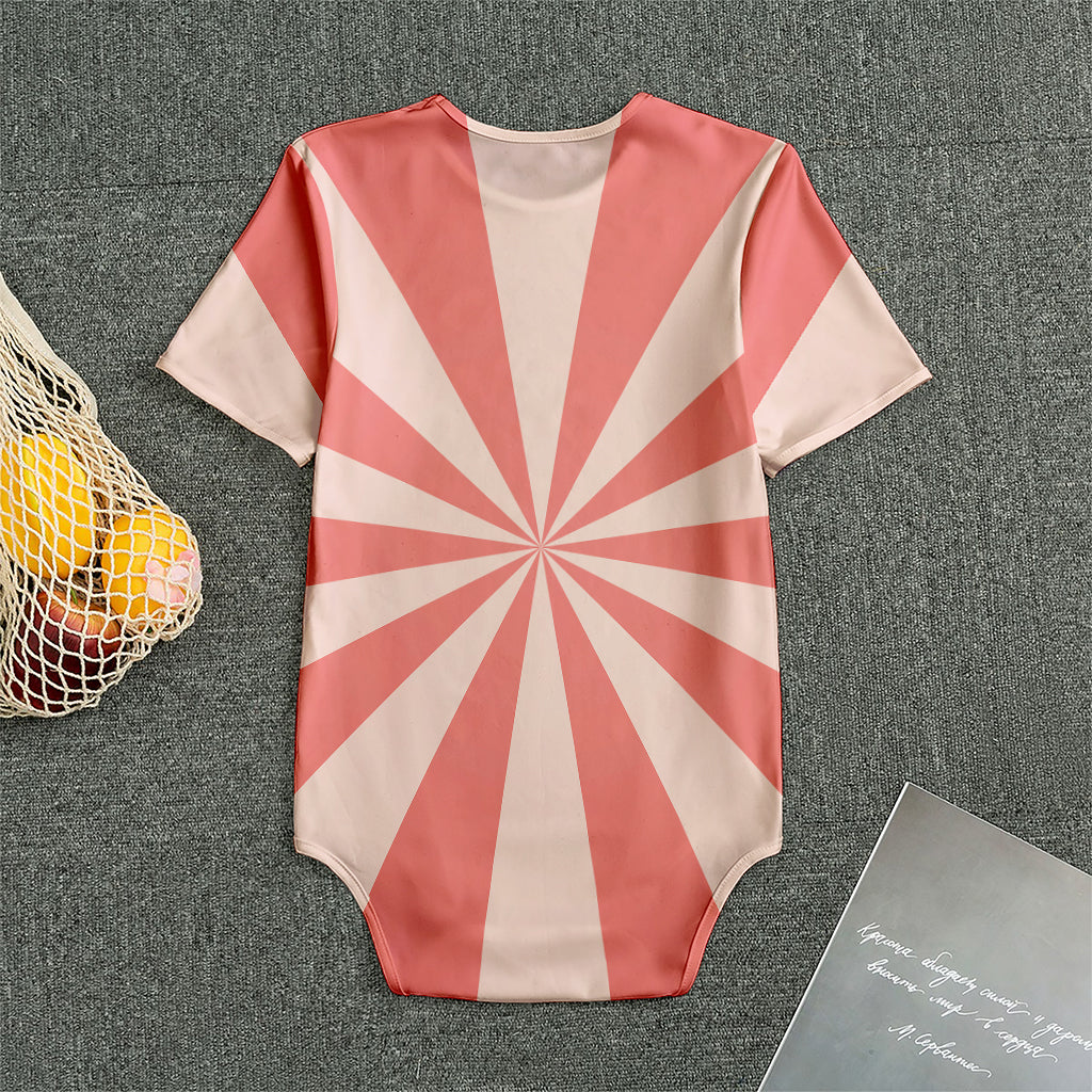 Pink Radial Rays Print Men's Bodysuit
