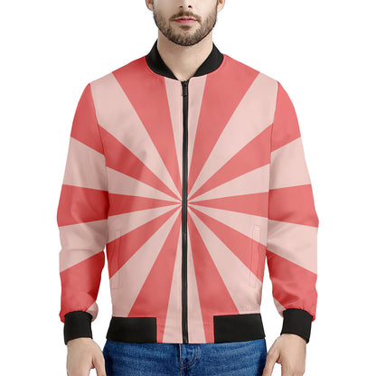 Pink Radial Rays Print Men's Bomber Jacket