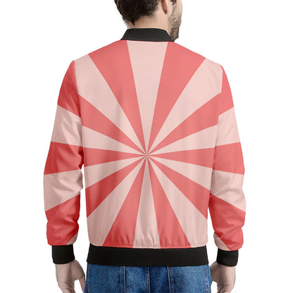 Pink Radial Rays Print Men's Bomber Jacket