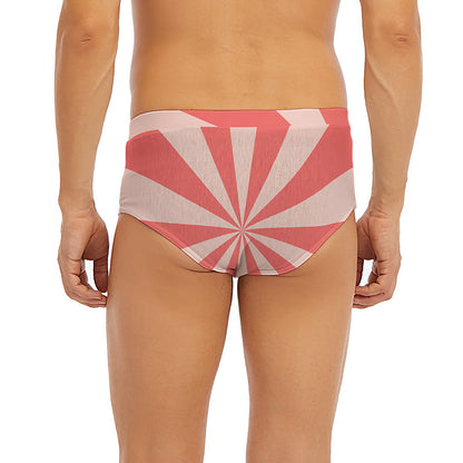 Pink Radial Rays Print Men's Briefs