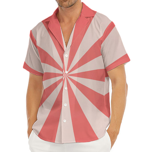 Pink Radial Rays Print Men's Deep V-Neck Shirt