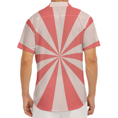 Pink Radial Rays Print Men's Deep V-Neck Shirt