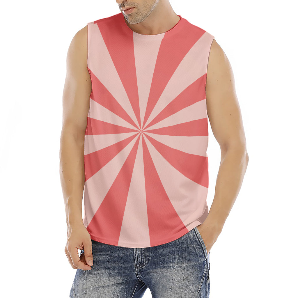 Pink Radial Rays Print Men's Fitness Tank Top