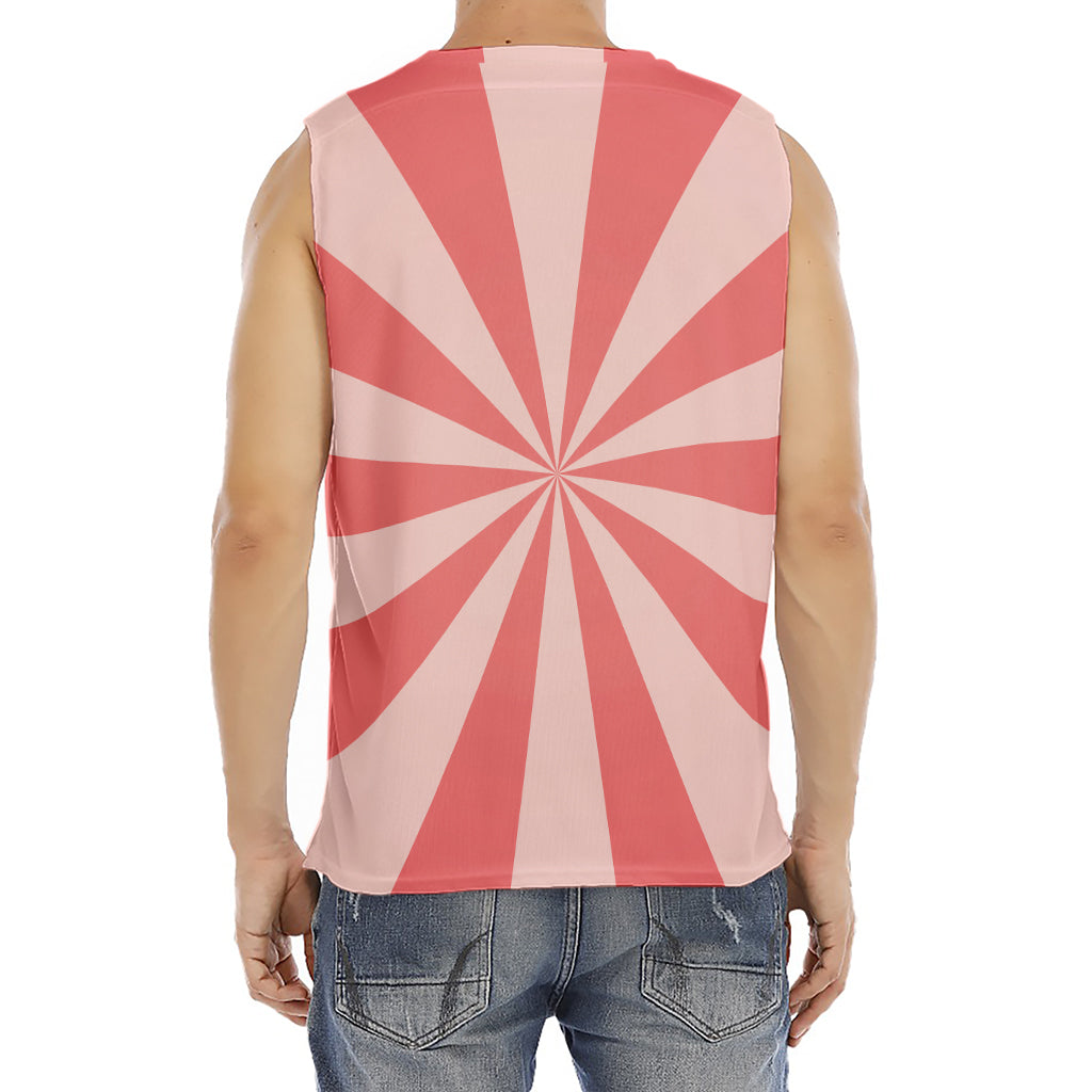 Pink Radial Rays Print Men's Fitness Tank Top