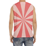 Pink Radial Rays Print Men's Fitness Tank Top