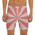 Pink Radial Rays Print Men's Long Boxer Briefs