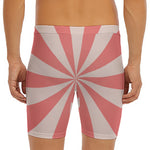 Pink Radial Rays Print Men's Long Boxer Briefs