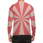 Pink Radial Rays Print Men's Long Sleeve Rash Guard