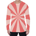 Pink Radial Rays Print Men's Long Sleeve T-Shirt