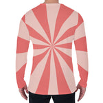 Pink Radial Rays Print Men's Long Sleeve T-Shirt