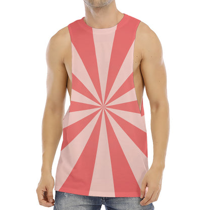 Pink Radial Rays Print Men's Muscle Tank Top