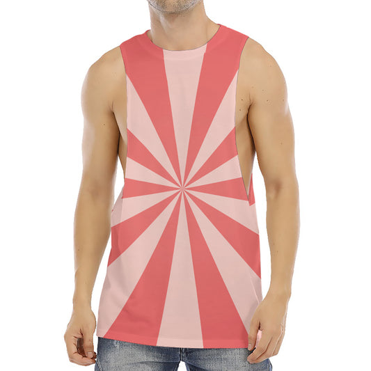 Pink Radial Rays Print Men's Muscle Tank Top