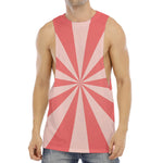 Pink Radial Rays Print Men's Muscle Tank Top