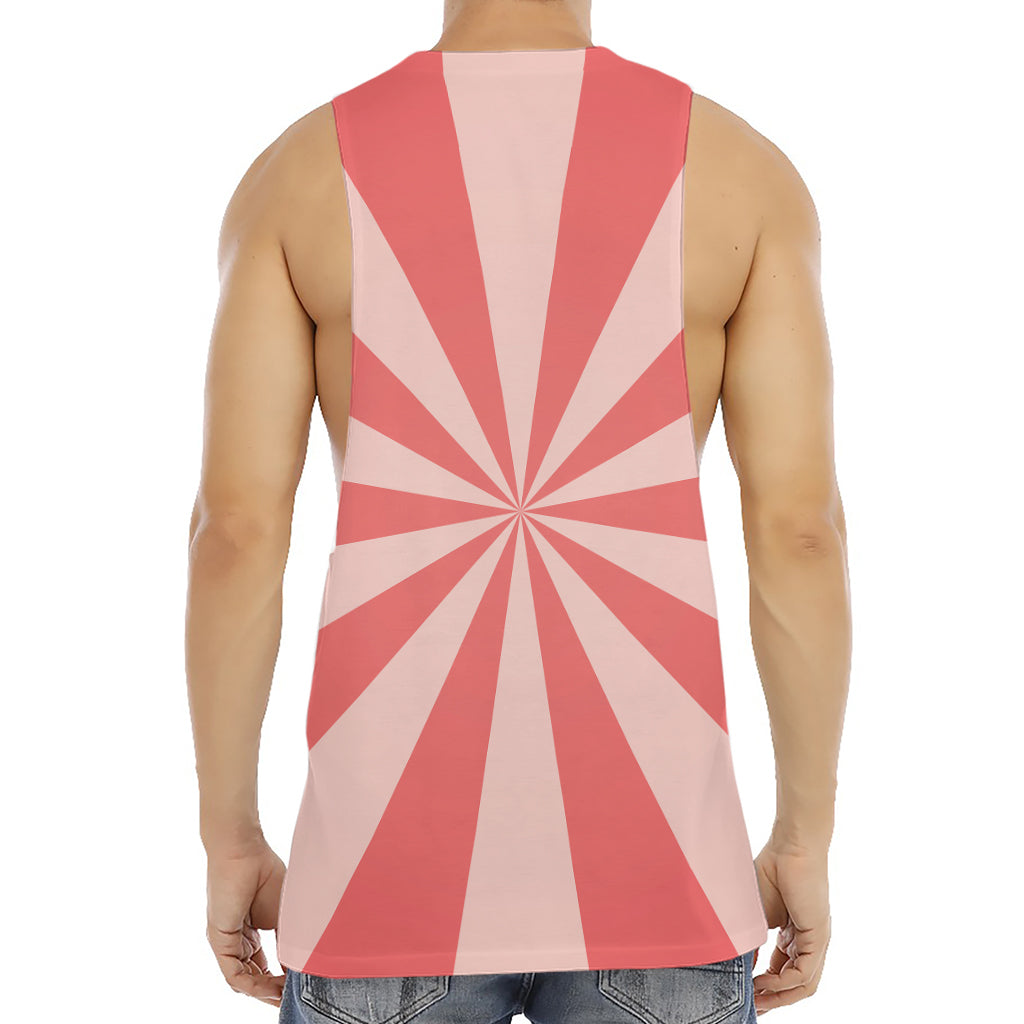 Pink Radial Rays Print Men's Muscle Tank Top