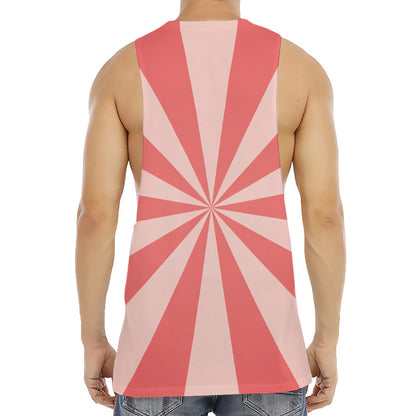Pink Radial Rays Print Men's Muscle Tank Top