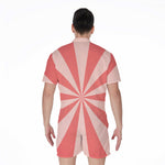 Pink Radial Rays Print Men's Rompers