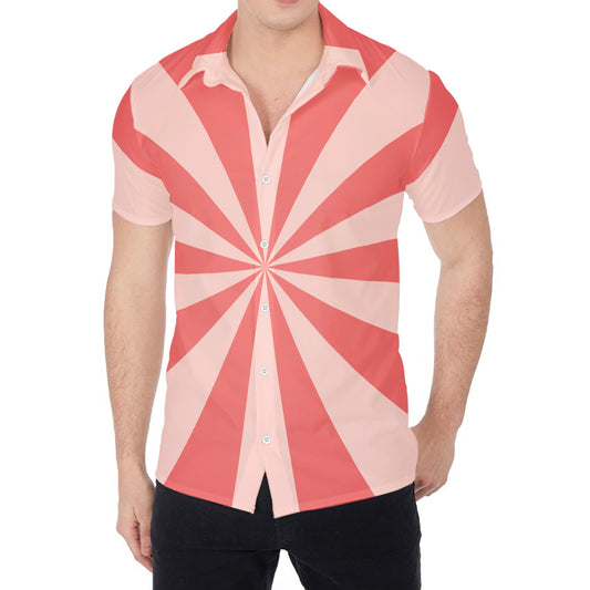 Pink Radial Rays Print Men's Shirt