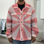 Pink Radial Rays Print Men's Shirt Jacket