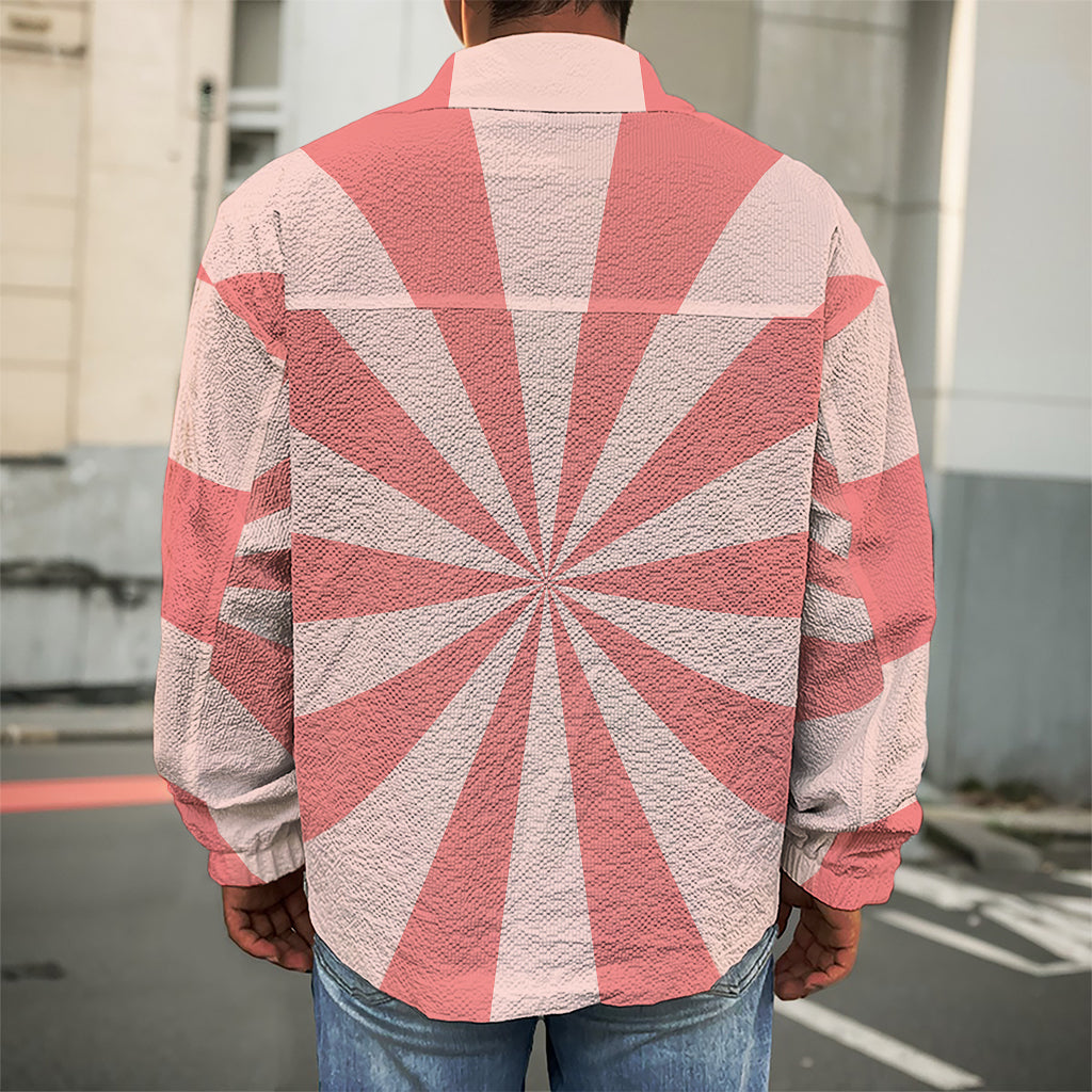 Pink Radial Rays Print Men's Shirt Jacket