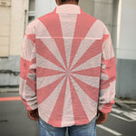 Pink Radial Rays Print Men's Shirt Jacket