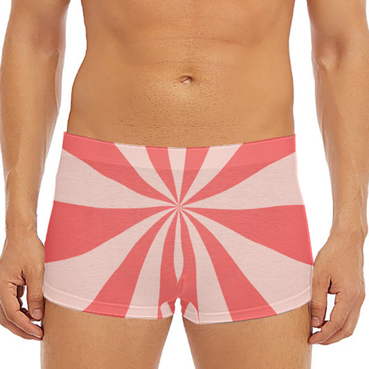 Pink Radial Rays Print Men's Short Boxer Briefs