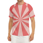 Pink Radial Rays Print Men's Short Sleeve Rash Guard
