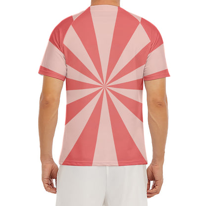 Pink Radial Rays Print Men's Short Sleeve Rash Guard